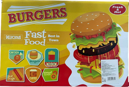 18pcs Burger Fries Kids Toy Pretend Role Play Kitchen Food Sets