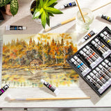 Zenacolor 24 Acrylic Paint Set 12ml Tubes (0.4 oz) - Set of Paints for Canvas