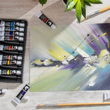Zenacolor 24 Acrylic Paint Set 12ml Tubes (0.4 oz) - Set of Paints for Canvas